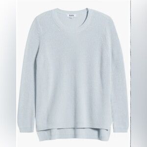 525 America Cotton White Crewneck Emma Hi Low Sweater